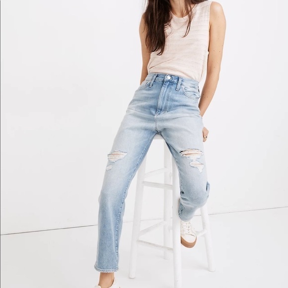 Madewell Denim - Madewell The Momjean in Gilford Wash: Ripped Edition | NWT| 23 | Ribcage Jeans